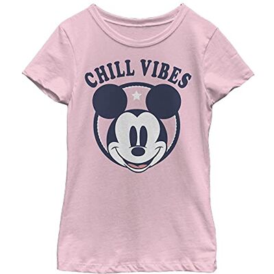 Disney -karaktärer Chill Vibes flickor Solid Crew T-shirt, Rosa, XS Disney -karaktärer Chill Vibes flickor Solid Crew T-shirt, Rosa, XS