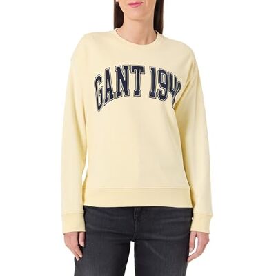 GANT Graphic C-Neck Sweat, Vaniljgul, XS GANT Graphic C-Neck Sweat, Vaniljgul, XS