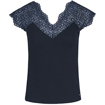 Morgan T-shirt med smal passform, Marin, S Morgan T-shirt med smal passform, Marin, S