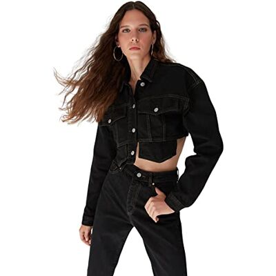 Trendyol Damskjorta krage vanlig magjacka rock, svart, XS, Svart, XS Trendyol Damskjorta krage vanlig magjacka rock, svart, XS, Svart, XS