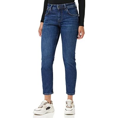 Pepe Jeans London Dam Violet Avslappnad avsmalnande jeans, hög midja stretchdenim, medium mörkblå wiser tvätt Pepe Jeans London Dam Violet Avslappnad avsmalnande jeans, hög midja stretchdenim, medium mörkblå wiser tvätt