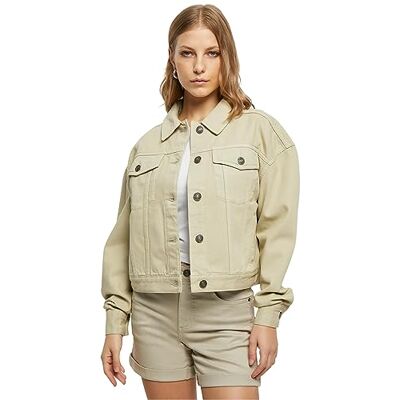 Urban Classics Dam överdimensionerad färgad denimjacka, Mjuk havsgräs, 3XL Urban Classics Dam överdimensionerad färgad denimjacka, Mjuk havsgräs, 3XL