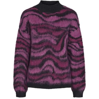 PIECES Pcnoela Ls Oneck Knit Bc, Salut/mönster: rosa jacquard, M PIECES Pcnoela Ls Oneck Knit Bc, Salut/mönster: rosa jacquard, M