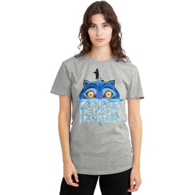 KPop Demon Hunters kvinnors Derpy Tiger sjunkande logotyp dam t-shirt, Atletisk Heather, L KPop Demon Hunters kvinnors Derpy Tiger sjunkande logotyp dam t-shirt, Atletisk Heather, L