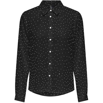 ONLY Onlzeke L/S Stud Shirt WVN, svart, L ONLY Onlzeke L/S Stud Shirt WVN, svart, L