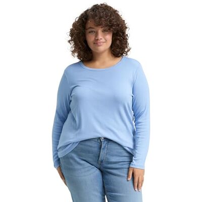 TOM TAILOR Plussize dam långärmad T-shirt, 34587 – Light Fjord Blue, 44 SE/L TOM TAILOR Plussize dam långärmad T-shirt, 34587 – Light Fjord Blue, 44 SE/L
