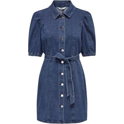 ONLY Denimklänning ONLVIBBE Kort klänning, Medium Denim Blå, XS ONLY Denimklänning ONLVIBBE Kort klänning, Medium Denim Blå, XS