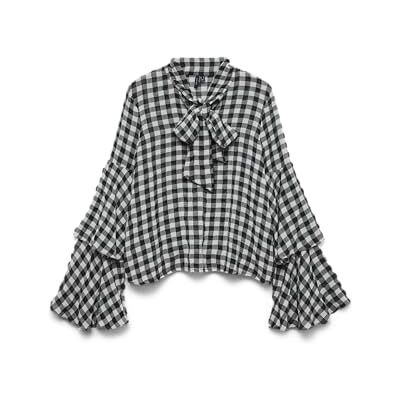 VERO MODA Vmsia Ls Flounce Top WVN Ga, svart, XL VERO MODA Vmsia Ls Flounce Top WVN Ga, svart, XL