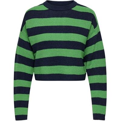 ONLY Bestseller A/S ONLMALAVI L/S Cropped KNT NOOS tröja, marinblå blazer/ränder: Wide/Green BeE, L, Navy Blazer/Stripes:wide/Green Bee, L ONLY Bestseller A/S ONLMALAVI L/S Cropped KNT NOOS tröja, marinblå blazer/ränder: Wide/Green BeE, L, Navy Blazer/Stripes:wide/Green Bee, L