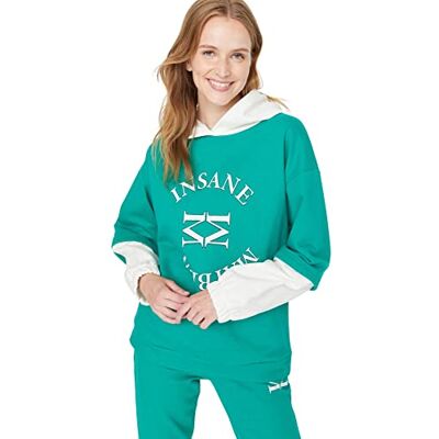 Trendyol Damhuva med slogan avslappnad sweatshirt, grön, M, gRÖN Trendyol Damhuva med slogan avslappnad sweatshirt, grön, M, gRÖN