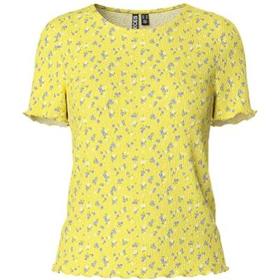 PIECES Pcflora Ss O-Neck Top Bc, Blekgul (Pale Banana), XL PIECES Pcflora Ss O-Neck Top Bc, Blekgul (Pale Banana), XL