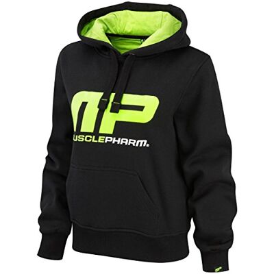 MusclePharm kvinnors overhead tröja med huva svart/limegrött, X-small, XS MusclePharm kvinnors overhead tröja med huva svart/limegrött, X-small, XS
