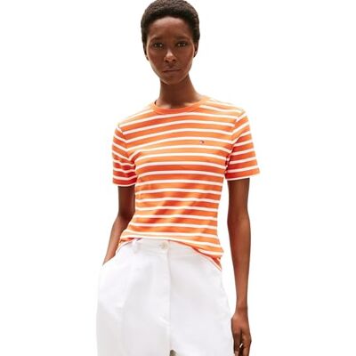 Tommy Hilfiger dam S/S T-shirt, Orange (klassisk bretonorange/ecu), XXL Tommy Hilfiger dam S/S T-shirt, Orange (klassisk bretonorange/ecu), XXL