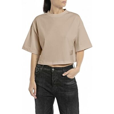 Replay Dam cropped t-shirt, 822 sand, XL Replay Dam cropped t-shirt, 822 sand, XL