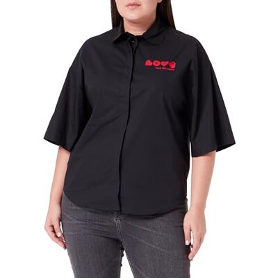 Love Moschino Kvinnors boxy fit kortärmad skjorta, svart, 42, svart, 42 SE Love Moschino Kvinnors boxy fit kortärmad skjorta, svart, 42, svart, 42 SE