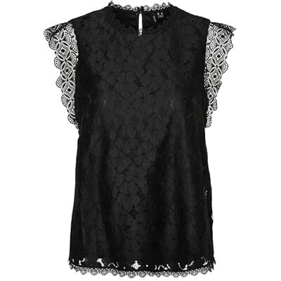 VERO MODA VMSEJA SL LACE TOP WVN BF, svart, XS VERO MODA VMSEJA SL LACE TOP WVN BF, svart, XS