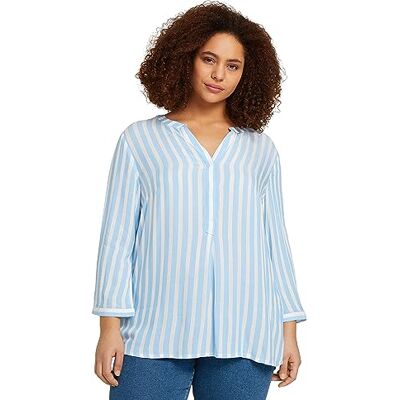 TOM TAILOR Damer Blus med ränder 1024917, 29238 Bleu White Stripe, 46 Plus size TOM TAILOR Damer Blus med ränder 1024917, 29238 Bleu White Stripe, 46 Plus size