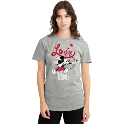 Mickey Mouse mandarin creative ltd Musse Pigg Cupid älskar dig alla hjärtans dag t-shirt för damer, atletisk ljung, liten, Atletisk Heather, S Mickey Mouse mandarin creative ltd Musse Pigg Cupid älskar dig alla hjärtans dag t-shirt för damer, atletisk ljung, liten, Atletisk Heather, S