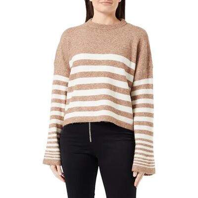 VERO MODA Bestseller A/S Damtröja Vmhurricane Ls O-Neck Ga Bf tröja, Brun ventil/ränder: v. björk, XS VERO MODA Bestseller A/S Damtröja Vmhurricane Ls O-Neck Ga Bf tröja, Brun ventil/ränder: v. björk, XS