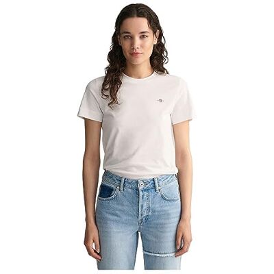 GANT Dam REG Shield SS t-shirt, vit, standard, Vit, M GANT Dam REG Shield SS t-shirt, vit, standard, Vit, M