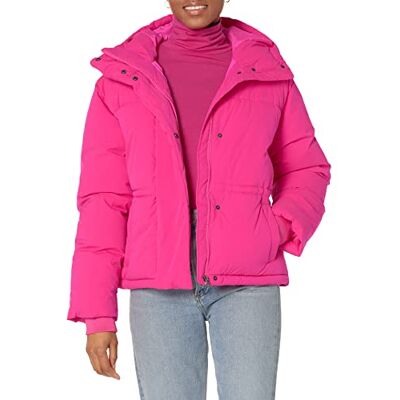 Amazon Essentials pufferjacka för kvinnor med kort midja (finns i plusstorlek), neonrosa, X-Large Amazon Essentials pufferjacka för kvinnor med kort midja (finns i plusstorlek), neonrosa, X-Large