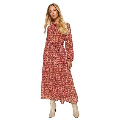 Trendyol Duk-Kleid med Blumenmuster och Detailiertem Saum klänning, Fliese, 66 dam, Fliese, 36 Trendyol Duk-Kleid med Blumenmuster och Detailiertem Saum klänning, Fliese, 66 dam, Fliese, 36
