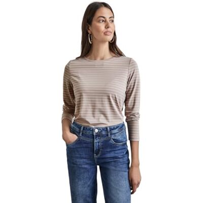 Street One randig långärmad tröja, Ljus mocha beige, 46 Street One randig långärmad tröja, Ljus mocha beige, 46