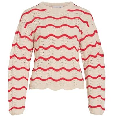 Vila Viwave O-Neck Ls Pointelle Knit Top Noos, Björk, XS Vila Viwave O-Neck Ls Pointelle Knit Top Noos, Björk, XS