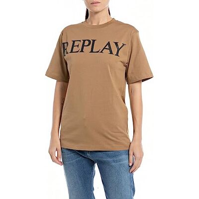 Replay T-shirt för kvinnor, normal passform, 348 tobak, S Replay T-shirt för kvinnor, normal passform, 348 tobak, S