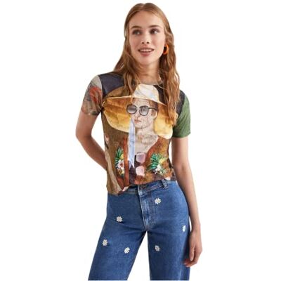 Desigual dam Ts_leban T-shirt, Grön, XS Desigual dam Ts_leban T-shirt, Grön, XS
