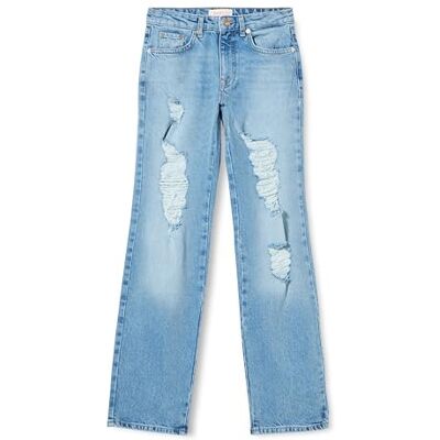 ONLY raka jeans för kvinnor, Mellanblå denim, 26W x 32L ONLY raka jeans för kvinnor, Mellanblå denim, 26W x 32L