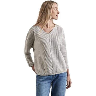 Street One damskjorta med diagonal struktur, Breezy Beige Mel., 46 Street One damskjorta med diagonal struktur, Breezy Beige Mel., 46