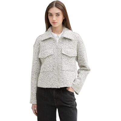 TOM TAILOR Denim dam 1043674 jacka, 35878-vit svart boucle, M, 35878 – vit svart boucle, M TOM TAILOR Denim dam 1043674 jacka, 35878-vit svart boucle, M, 35878 – vit svart boucle, M