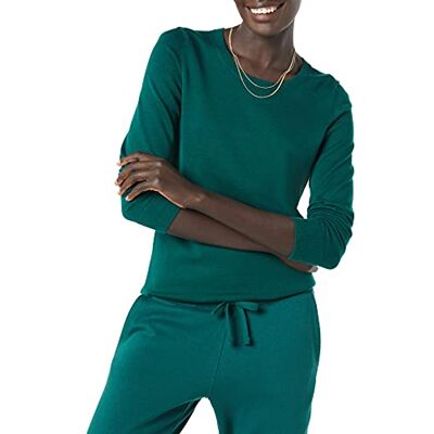 Amazon Essentials långärmad lätt tröja med rund hals (finns i plusstorlek), mörk smaragdgrön, liten Amazon Essentials långärmad lätt tröja med rund hals (finns i plusstorlek), mörk smaragdgrön, liten