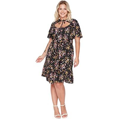 Trendyol Midi Standard Regular Plus Size Klänning Dam, Svart, 38 Trendyol Midi Standard Regular Plus Size Klänning Dam, Svart, 38