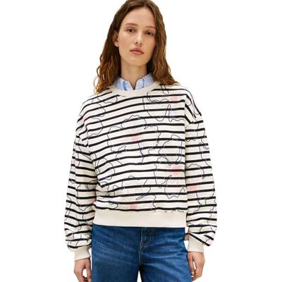 Tommy Hilfiger dam blomma grafisk tröja WW0WW49627, blå, M Tommy Hilfiger dam blomma grafisk tröja WW0WW49627, blå, M