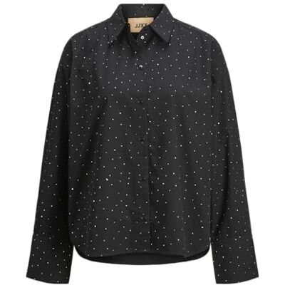 JJXX JXLISA Sivas LS Shine Shirt WVN, Svart/detalj: silver Rinestone, M JJXX JXLISA Sivas LS Shine Shirt WVN, Svart/detalj: silver Rinestone, M