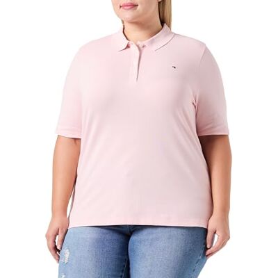 Tommy Hilfiger Dam kortärmad pikétröja med kort ärm i bomull, Delikat rosa, 42 Tommy Hilfiger Dam kortärmad pikétröja med kort ärm i bomull, Delikat rosa, 42