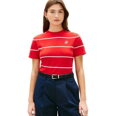 Tommy Hilfiger Dam Th Script Reg C-Nk Ss Tee Ww0Ww47809, röd, XS Tommy Hilfiger Dam Th Script Reg C-Nk Ss Tee Ww0Ww47809, röd, XS