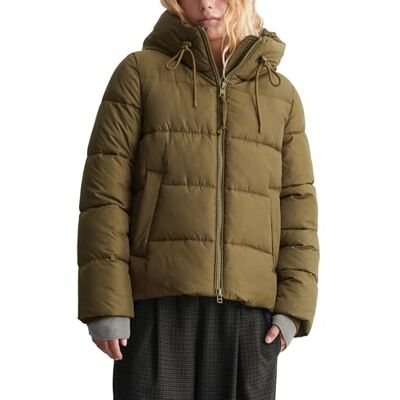 Marc O'Polo Marc OPolo denim quiltad jacka för kvinnor med huva vattenavvisande, Mörk jord, M Marc O'Polo Marc OPolo denim quiltad jacka för kvinnor med huva vattenavvisande, Mörk jord, M