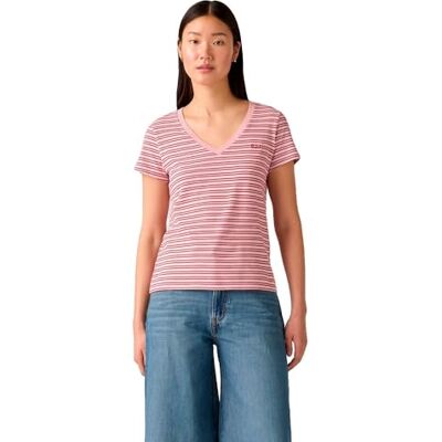 Levi's Perfect V-neck T-shirt för kvinnor, clara stripe zephyr, S Levi's Perfect V-neck T-shirt för kvinnor, clara stripe zephyr, S