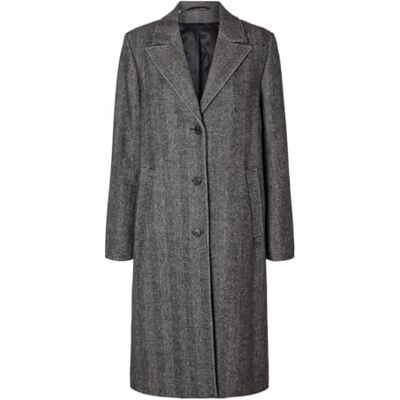 SELECTED FEMME Damer SLFNEW ALMA WOOL COAT fiskben NOOS kappa, svart/AOP: fiskbensben, 38, Black/Aop: fiskben, 38 SELECTED FEMME Damer SLFNEW ALMA WOOL COAT fiskben NOOS kappa, svart/AOP: fiskbensben, 38, Black/Aop: fiskben, 38