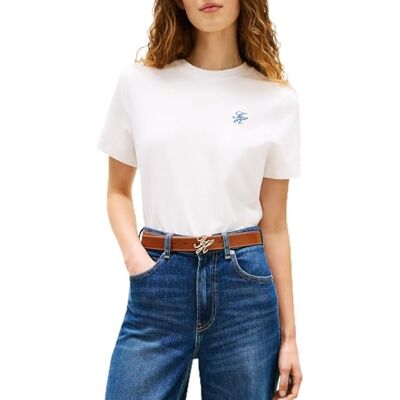 Tommy Hilfiger Dam Th Script Reg C-Nk Ss Tee Ww0Ww47809, Vit, XS Tommy Hilfiger Dam Th Script Reg C-Nk Ss Tee Ww0Ww47809, Vit, XS