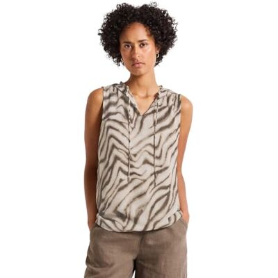 Street One Dam chiffongblus topp med tryck, Tumbled beige, 38 Street One Dam chiffongblus topp med tryck, Tumbled beige, 38