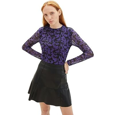 TOM TAILOR Denim Långärmad t-shirt för kvinnor, 32417 – Lilac Black Flower Print, L TOM TAILOR Denim Långärmad t-shirt för kvinnor, 32417 – Lilac Black Flower Print, L