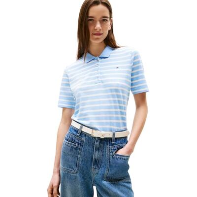 Tommy Hilfiger Dam kortärmad pikétröja 1985 Pique Regular Fit, Blå (Breton Stp Vessel Blå/Ecru), XL Tommy Hilfiger Dam kortärmad pikétröja 1985 Pique Regular Fit, Blå (Breton Stp Vessel Blå/Ecru), XL
