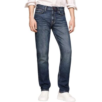 Tommy Hilfiger Jeans för män med rak passform, Denim (Baxter Indigo), 29W / 32L Tommy Hilfiger Jeans för män med rak passform, Denim (Baxter Indigo), 29W / 32L