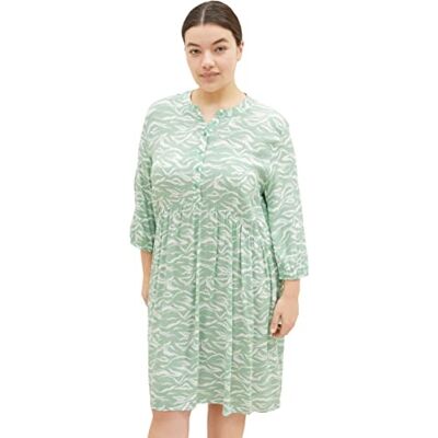 TOM TAILOR Damer klänning 1035963, 31574 Green Small Wavy Design, 48 Plus size TOM TAILOR Damer klänning 1035963, 31574 Green Small Wavy Design, 48 Plus size