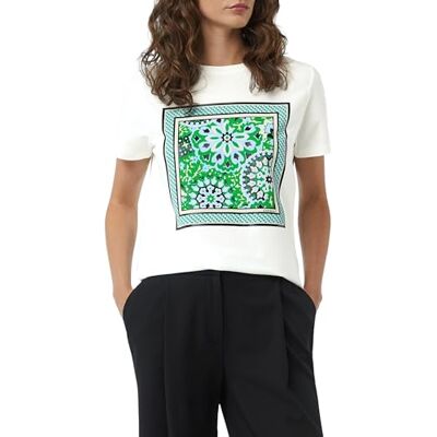 Comma T-shirt av bomullsblandning med konstverk, Vit, 36 Comma T-shirt av bomullsblandning med konstverk, Vit, 36