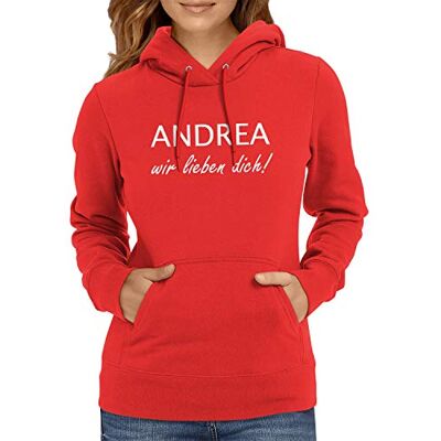 Texlab dam Andrea vi älskar dig huvtröja röd Medium Texlab dam Andrea vi älskar dig huvtröja röd Medium